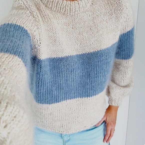 Lascana Venus Color Block Sweater Cream/Blue Stripe Sz Medium - Picture 8 of 13